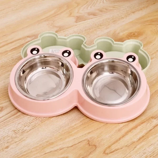 Bát đôi inox tai ếch đựng thức ăn và nước uống cho chó mèo, thiết kế dễ thương - Ảnh 2