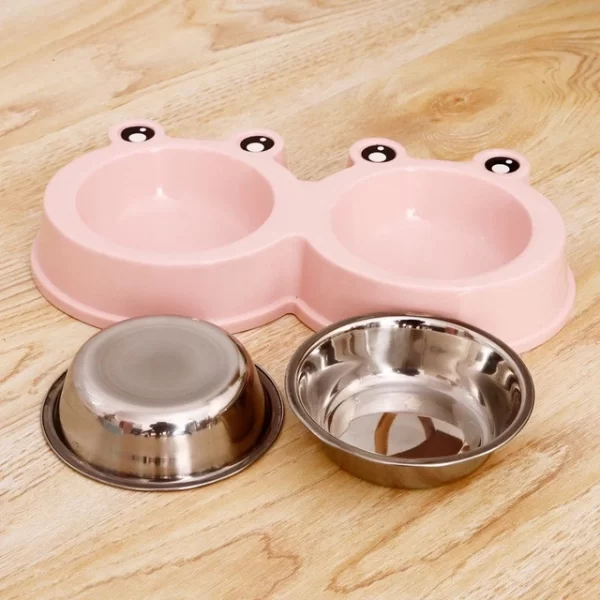 Bát đôi inox tai ếch đựng thức ăn và nước uống cho chó mèo, thiết kế dễ thương - Ảnh 3
