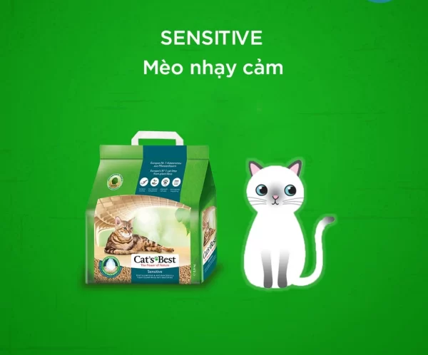 Cát vệ sinh hữu cơ cho mèo Cat's Best Sensitive vón cục siêu thấm hút và kháng khuẩn - Túi 8L - 2,9kg - Ảnh 2
