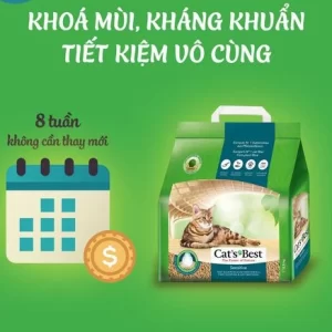 Cát vệ sinh hữu cơ cho mèo Cat's Best Sensitive vón cục siêu thấm hút và kháng khuẩn - Túi 8L - 2,9kg