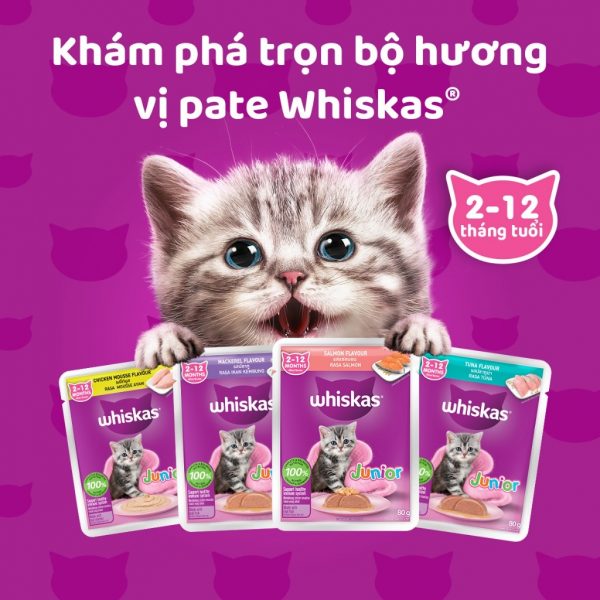 Pate Whiskas Cho Mèo Con Gói 80g (Hộp 28 gói)