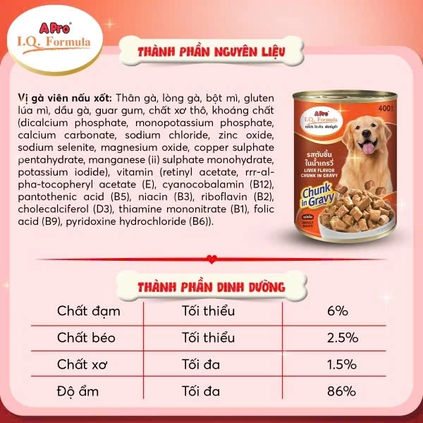 Pate Apro IQ Dành Cho Chó Trưởng Thành - Lon 400G - Thùng 24 lon - Ảnh 4