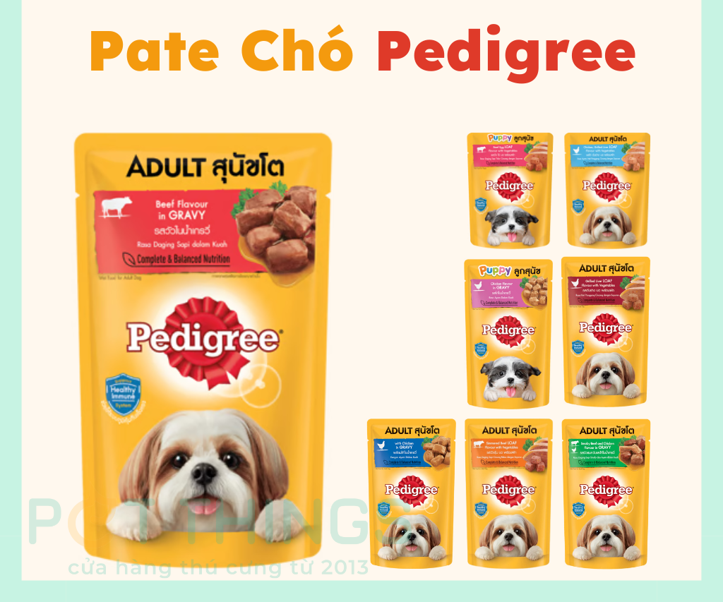 Pate Pedigree gói 130g nhiều vị cho chó - Hộp 12 gói