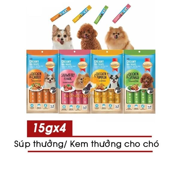 Súp Thưởng Cho Chó SmartHeart Creamy Gói 4 Thanh 15gr