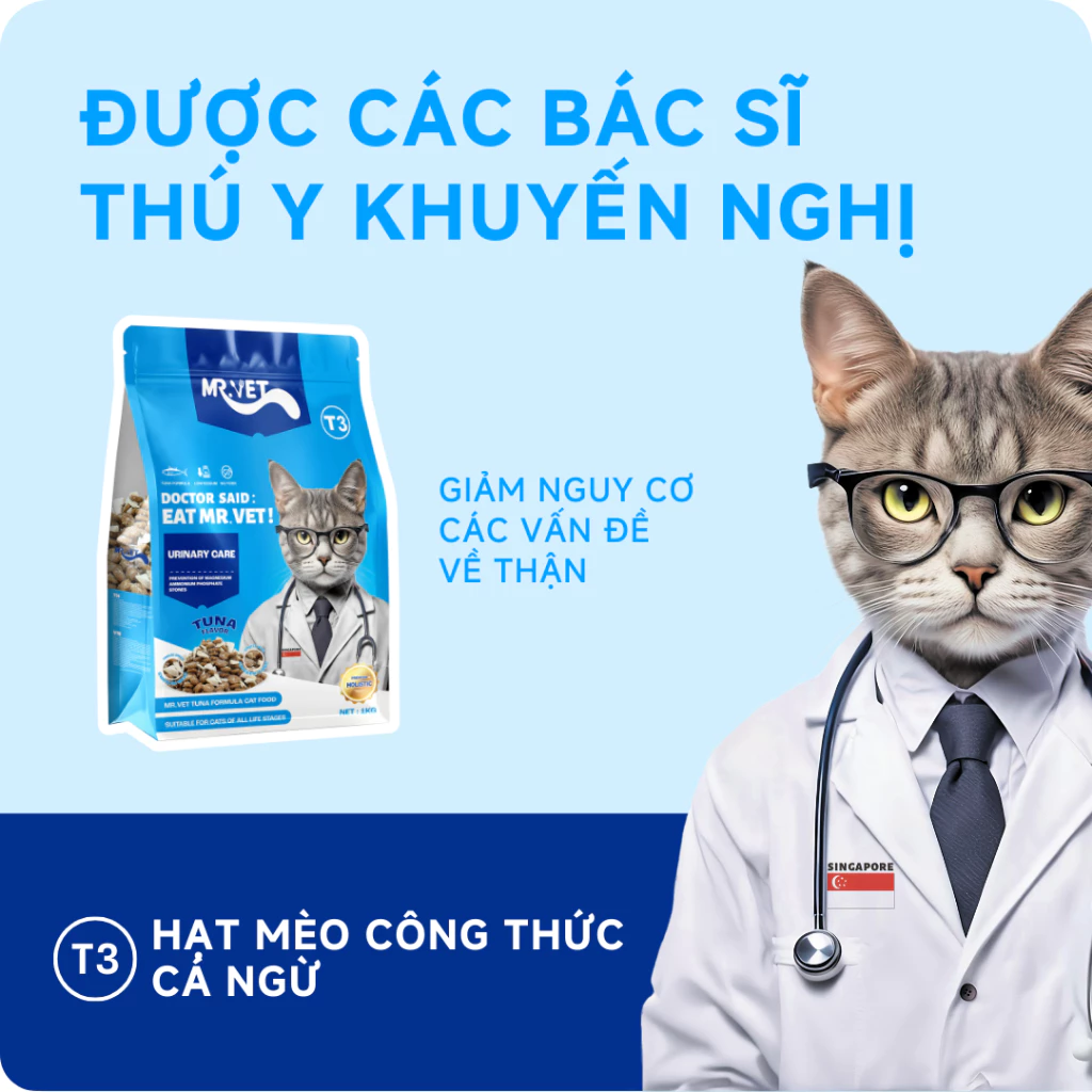 Thức Ăn Cho Mèo MRVET Dạng Hạt T3 Gói 1KG Cải Thiện Sức Khoẻ Đường Tiết Niệu Cho Mèo Mọi Lứa Tuổi - Ảnh 2