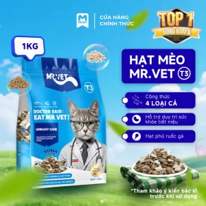 Thức Ăn Cho Mèo MRVET Dạng Hạt T3 Gói 1KG Cải Thiện Sức Khoẻ Đường Tiết Niệu Cho Mèo Mọi Lứa Tuổi