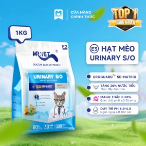 Hạt Cho Mèo MRVET E2 Gói 1KG Chăm Sóc Tiết Niệu Đa Chiều, 80% Đạm Động Vật Cao Cấp