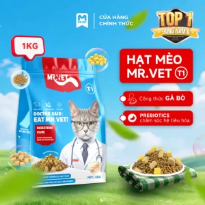 Thức Ăn Cho Mèo MRVET Dạng Hạt T1 Holistic Gói 1KG Với 30% Protein Dành Cho Mèo Mọi Lứa Tuổi