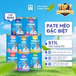 Thức Ăn Cho Mèo MRVET Dạng Pate Lon 400G Tiêu Hóa, Sáng Mắt, Mượt Lông, Tăng Sức Đề Kháng
